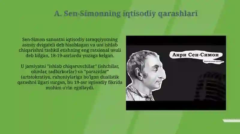 A. Sen-Simon, SH. Fure va R. Ouen iqtisodiy qarashlari 3