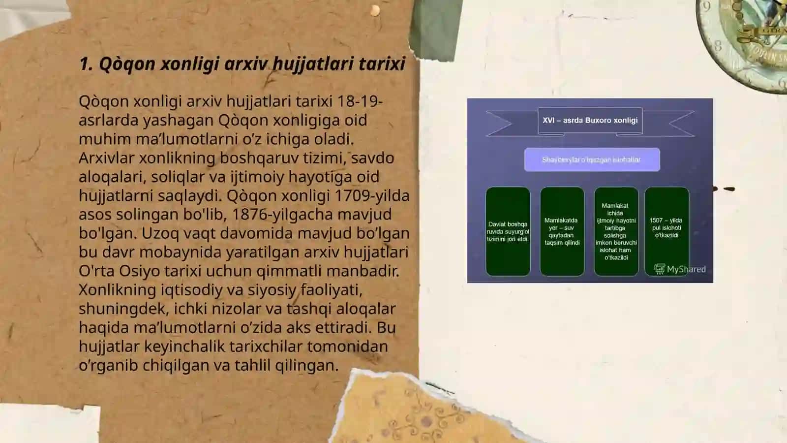 Qòqon xonligi arxiv hujjatlari va ularning òrganilishi. Buxoro amirligi arxivi 3