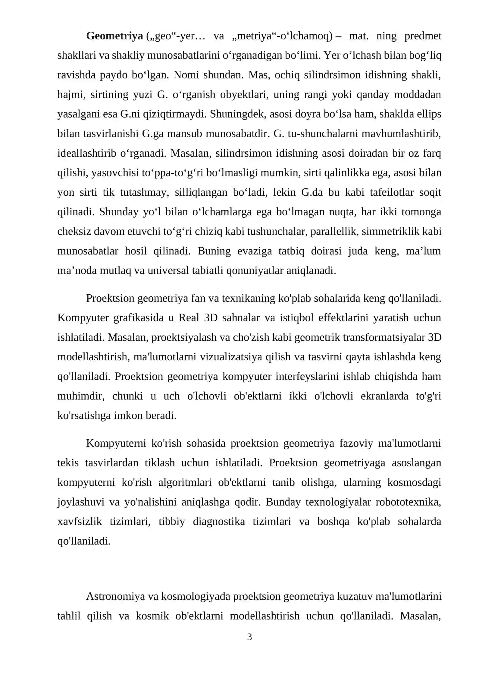 Proyektiv geometriyaning asosiy faktlari 3