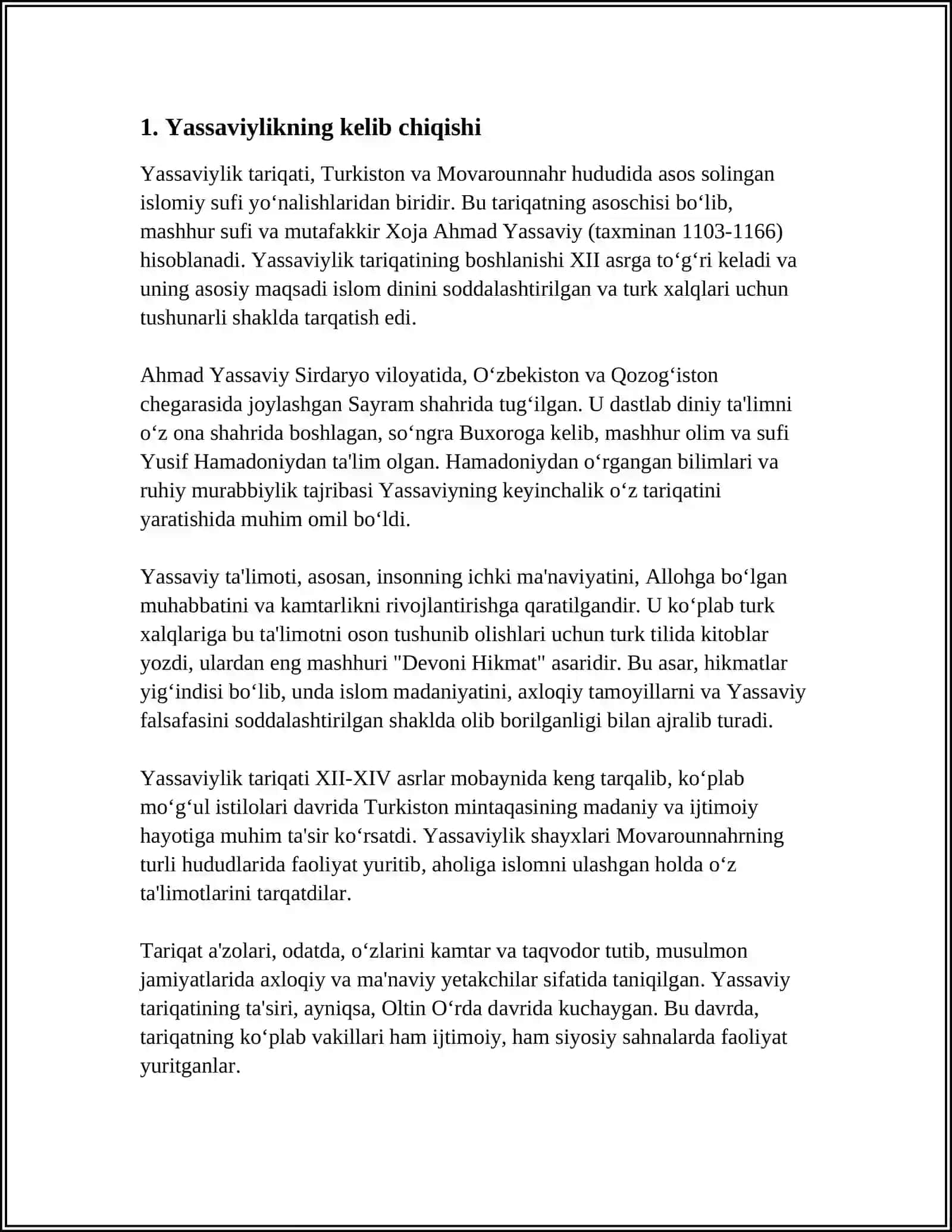 YASSAVIYLIK VA UNING NAZARIY ASOSLARI FIROQNOMA ASOSIDA 3