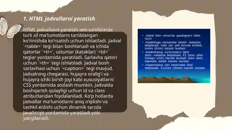 HTML da jadvallar nima va ular bilan ishlash 3