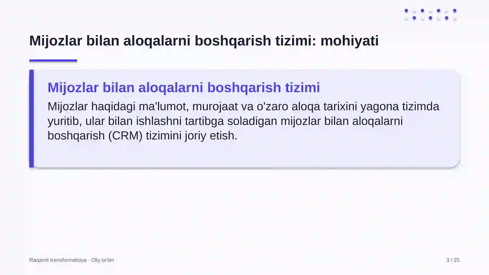Ko'chmas mulk bozorida mijozlar bilan aloqalarni boshqarish tizimini joriy etish 3