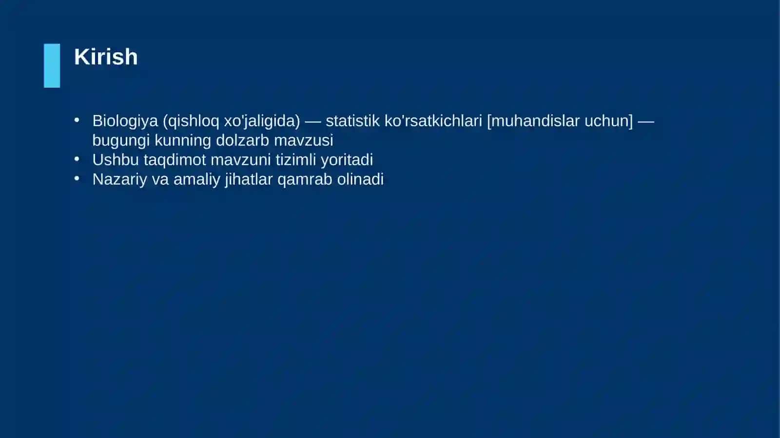 Biologiya (qishloq xo'jaligida) — statistik ko'rsatkichlari [muhandislar uchun] 3