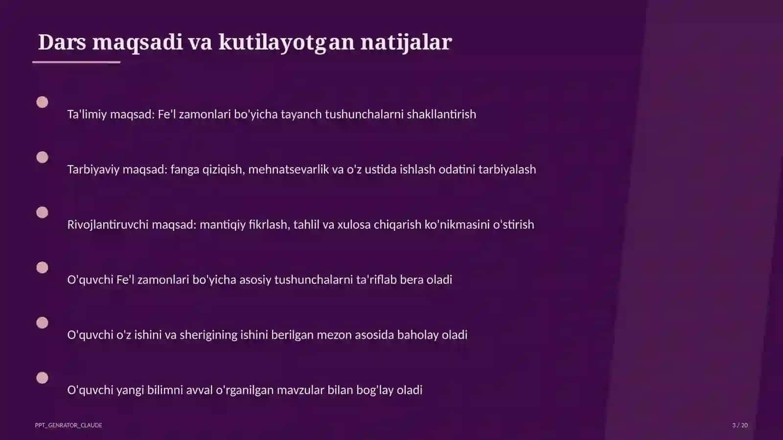 Fe'l zamonlari (4-sinf) 3