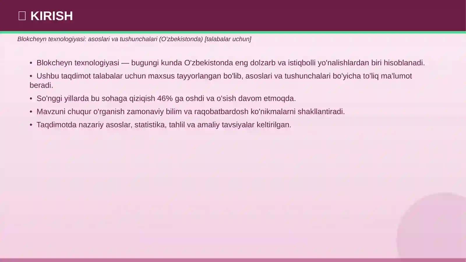Blokcheyn texnologiyasi: asoslari va tushunchalari (O'zbekistonda) [talabalar uchun] 3