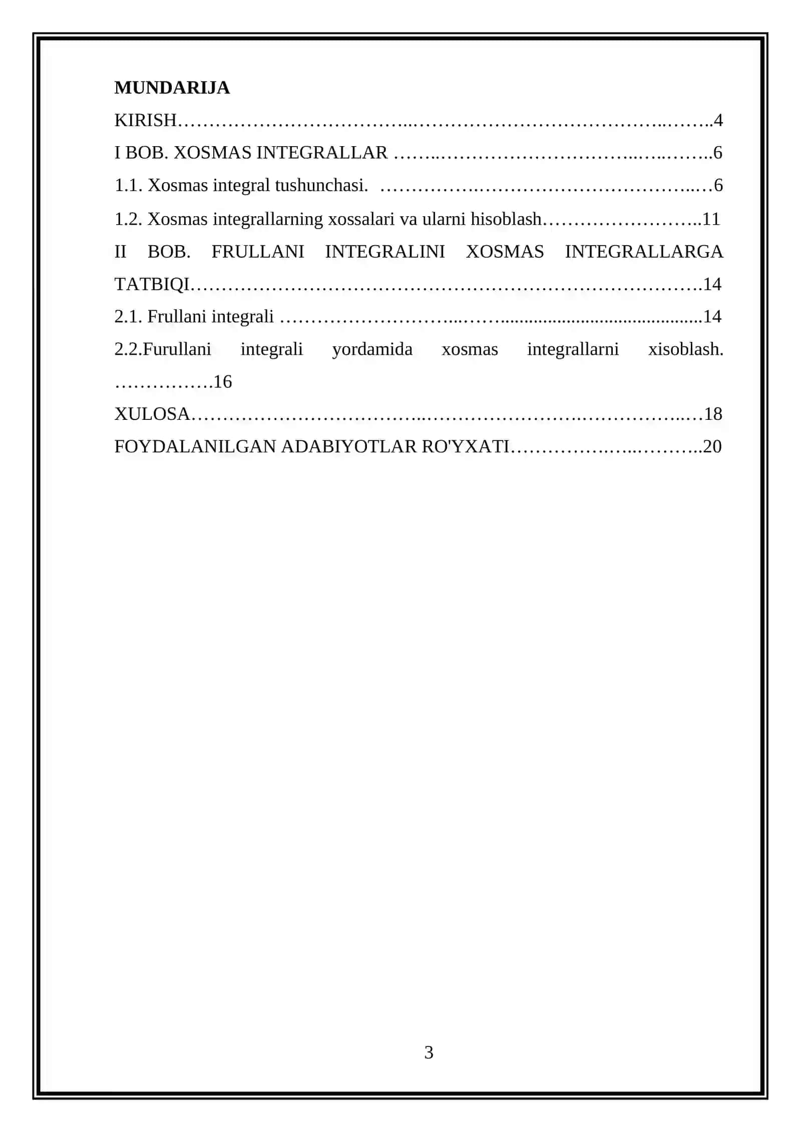 Frullani integrali va uni hisoblash 3