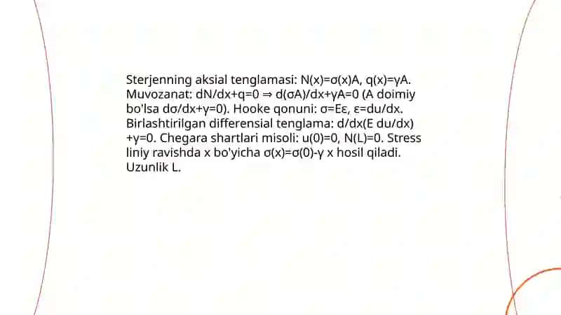 Choʻzilish va siqilishda sterjen va oʻz xususiy oʻgʻirligini hisobga olish 3
