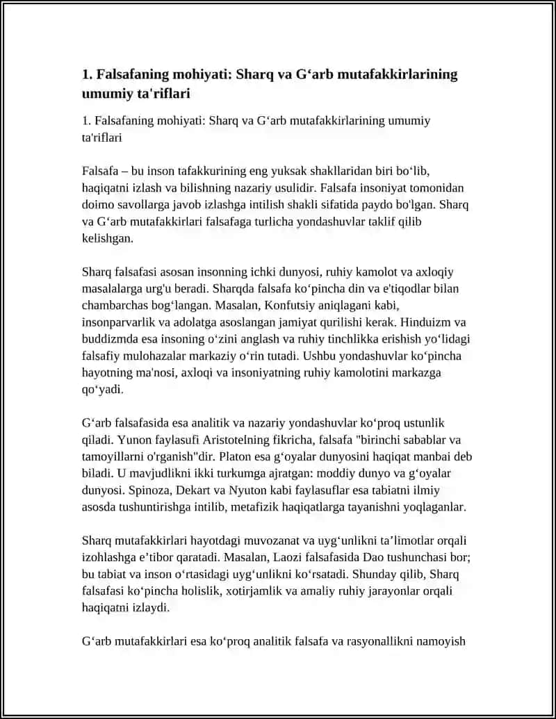 FALSAFANING MOHIYATIGA OID SHARQ VA GʻARB MUTAFAKKIRLARI TA’RIFLARINI TASNIFLASH VA ULAR BOʻYICHA PREZENTATSIYA TAYYORLASH 3