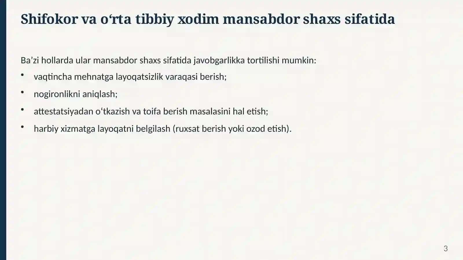 Tibbiy xodimlar faoliyatida boshqaruv tartibiga qarshi jinoyatlar 3