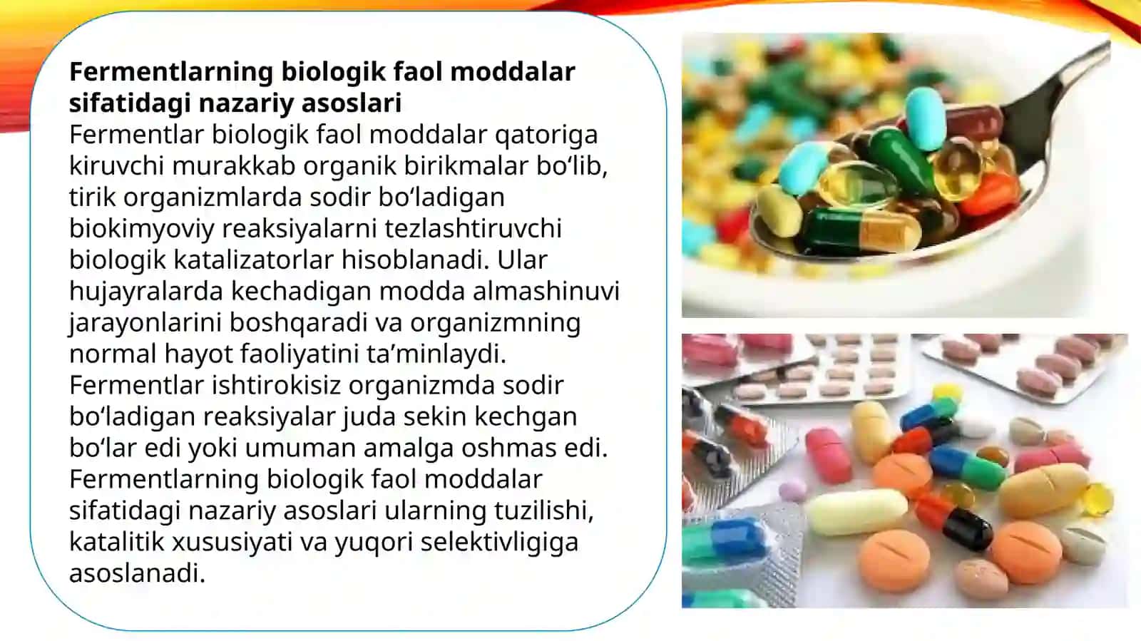 Fermentlar biologik faol moddalar sifatida: ularning tuzilishi, xossalari va sanoatda olish texnologiyasi. 3