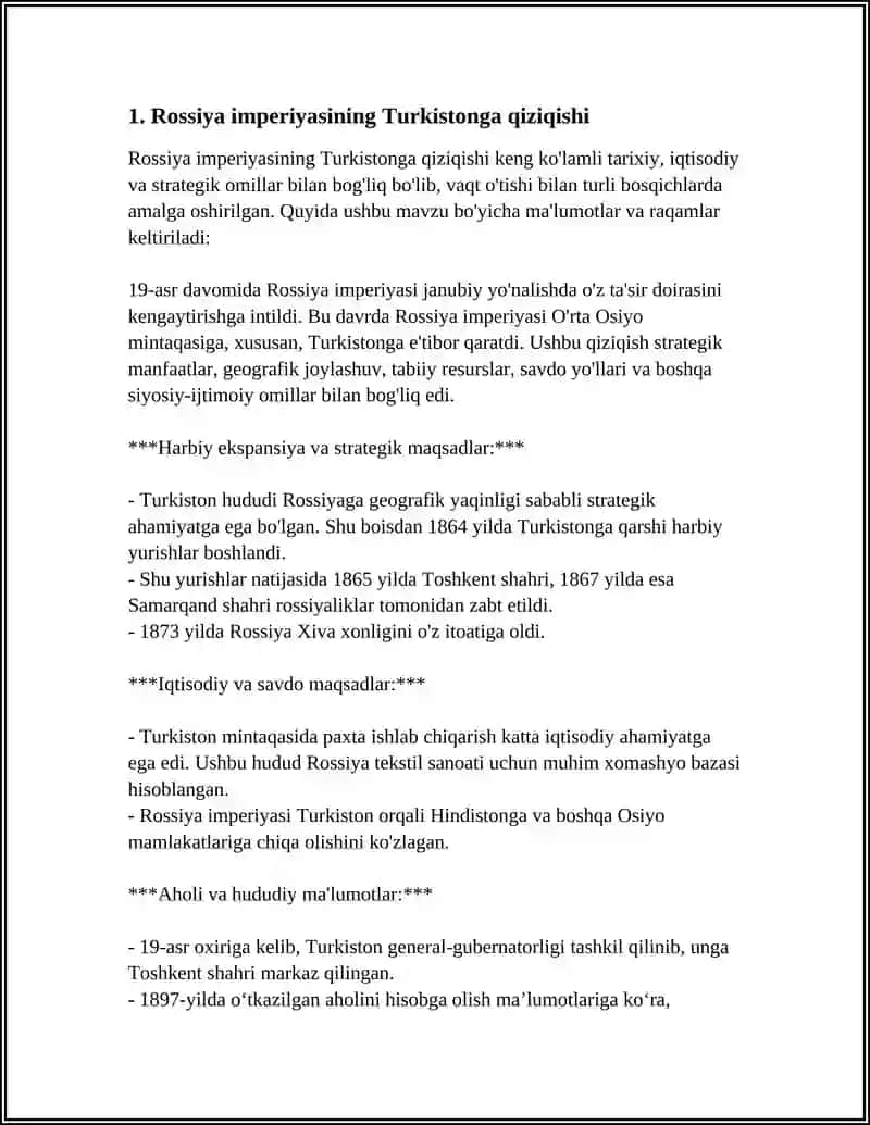 TURKISTONNING ROSSIYA IMPERIYASI TOMONIDAN BOSIB OLINISHI 3