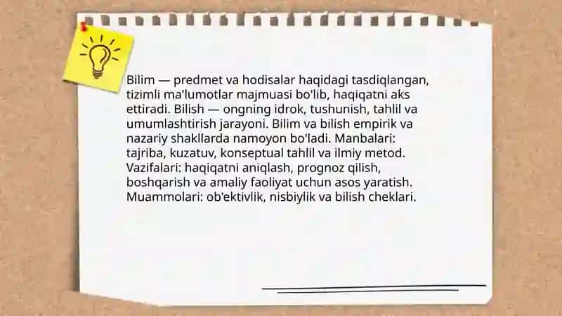 Bilish falsafasi (gnoseologiya) 3