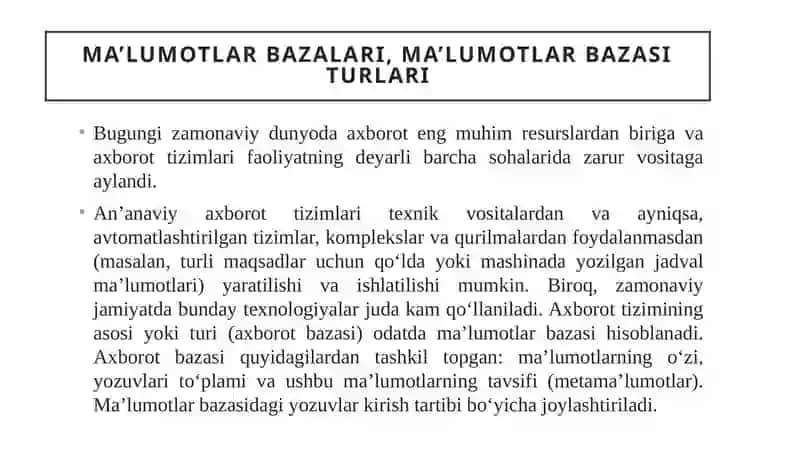 Ma’lumotlar bazasi va uning turlari 3