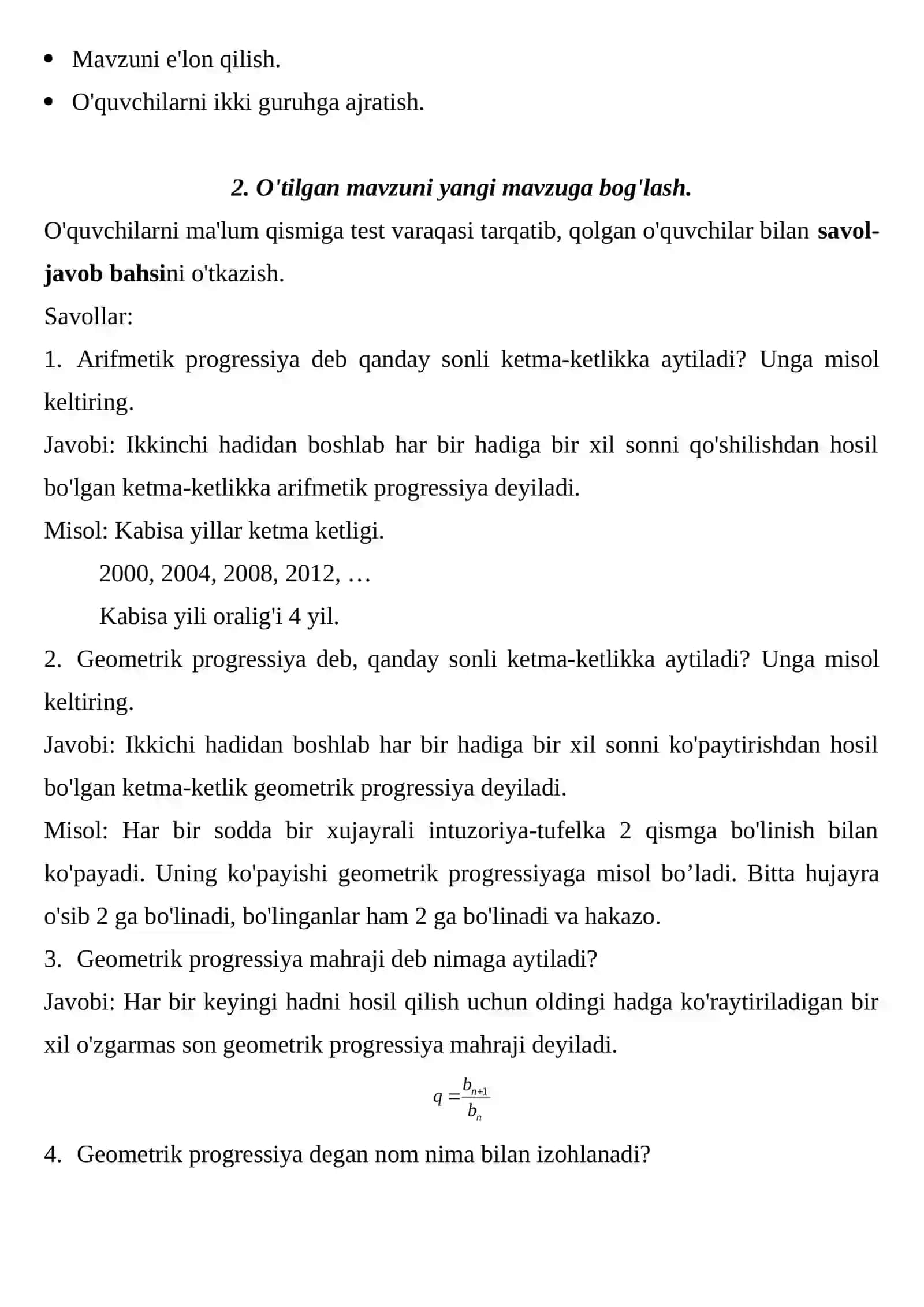 Geometrik progressiya dastlabki n ta hadining yig'indisi 3