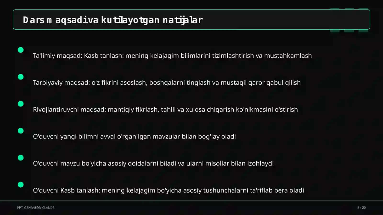 Kasb tanlash: mening kelajagim 3