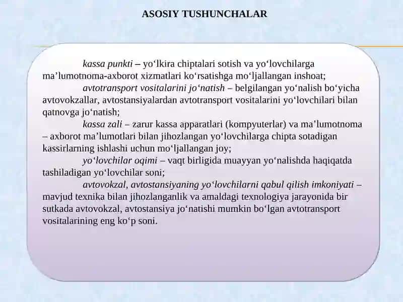 YO‘LOVCHILAR AVТOVOKZALLARI VA AVТOSТANSIYALARI 3