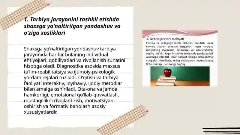 Tarbiya jarayonini tashkil etishga doir zamonaviy yondashuvlar va oʻziga hosliklari 3