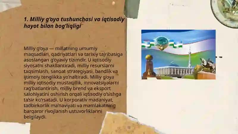 Milliy g‘oya va iqtisodiy hayot. Ijtimoiy hayot sohalari va milliy g‘oyaning o‘zaro mushtarakligi 3