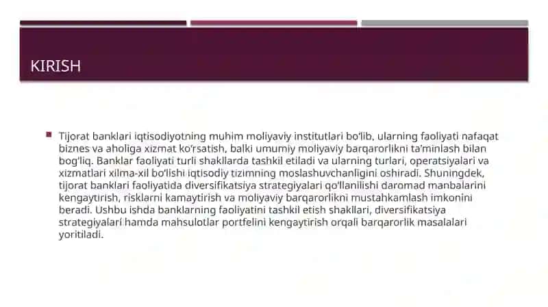 Tijorat banklari faoliyatida diversifikasiya strategiyalari 3