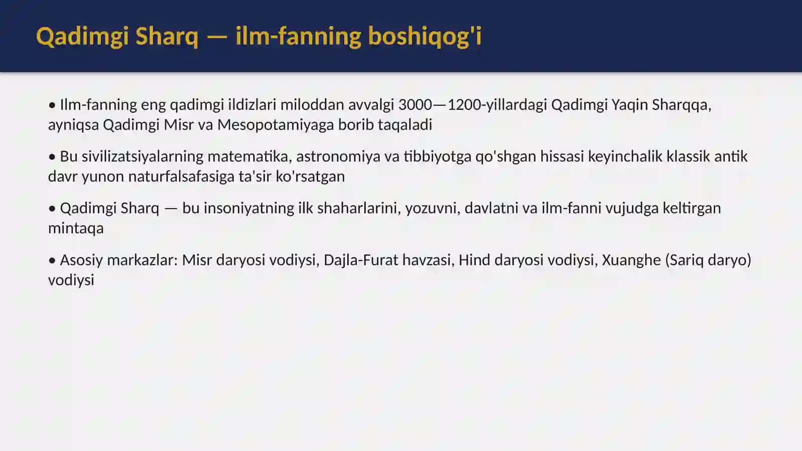 Qadimgi Sharqda ilmiy tafakkurning rivojlanishi 3
