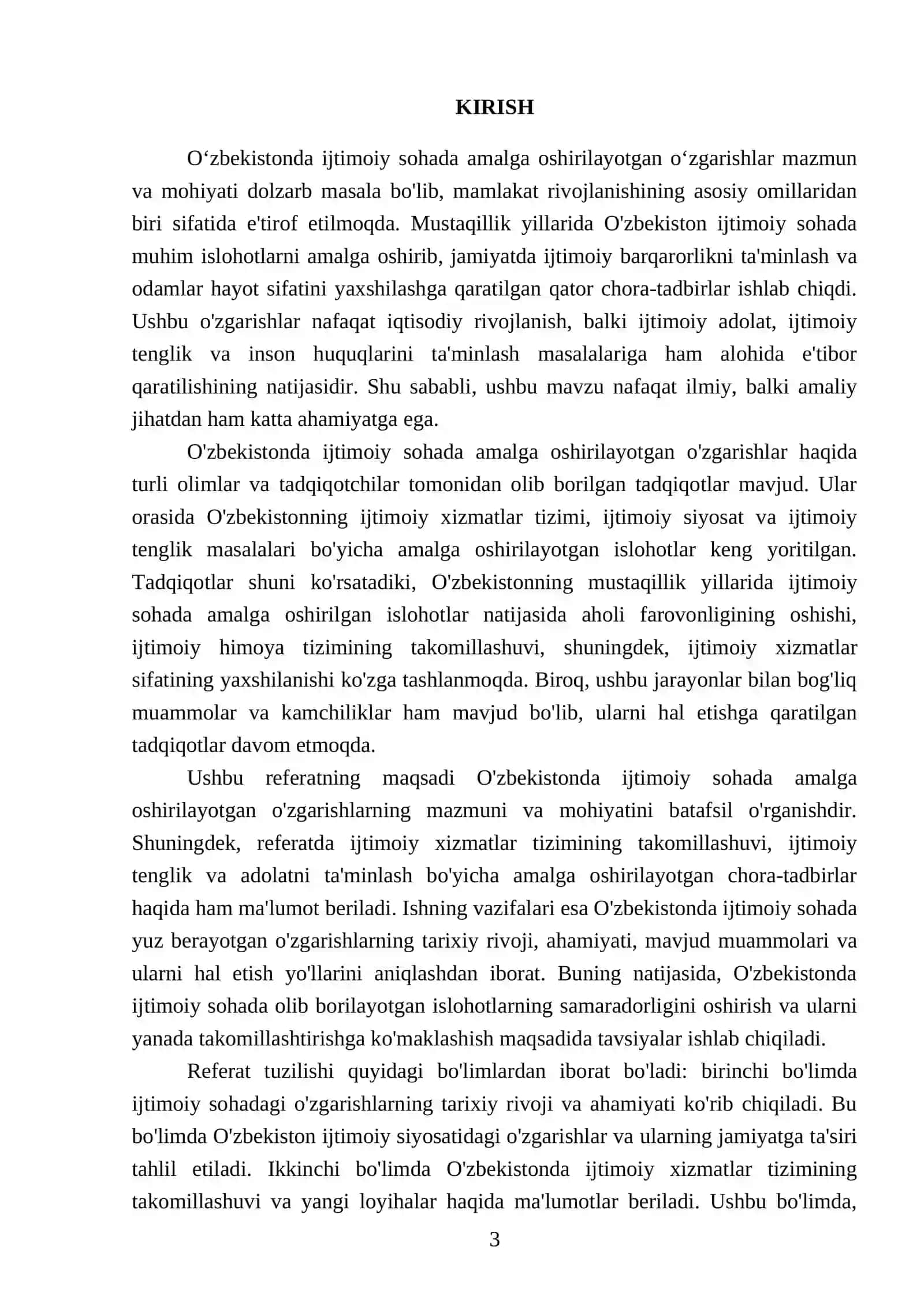 O'zbekistonda ijtimoiy sohada amalga oshirilayotgan oʻzgarishlar mazmun va mohiyati 3