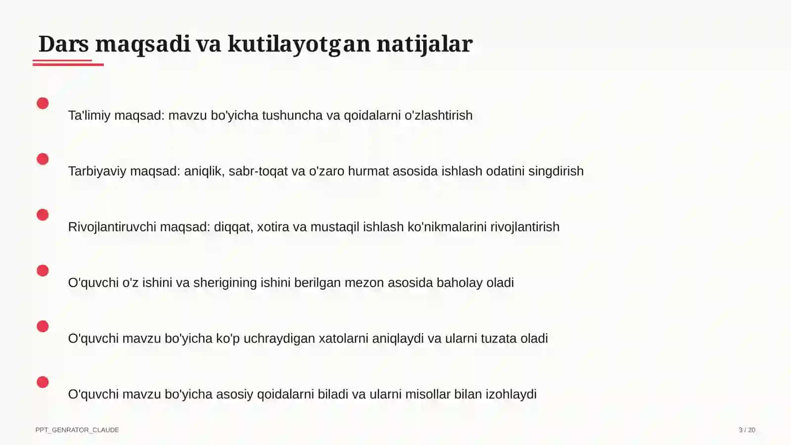 Dars rejasi 3