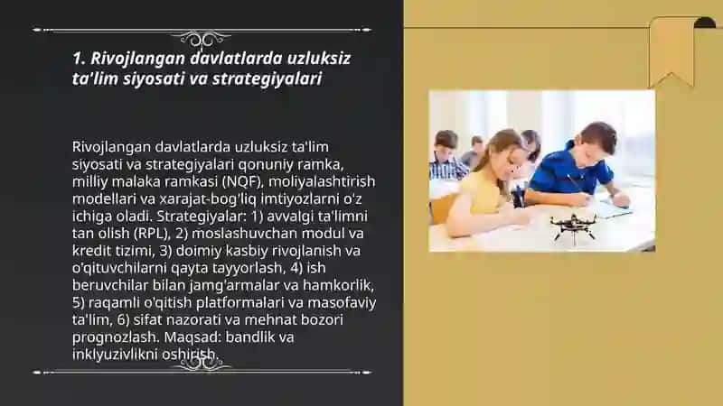 Rivojlangan davlatlarda uzluksiz ta'limni tashkil etish tajri﻿basi 3