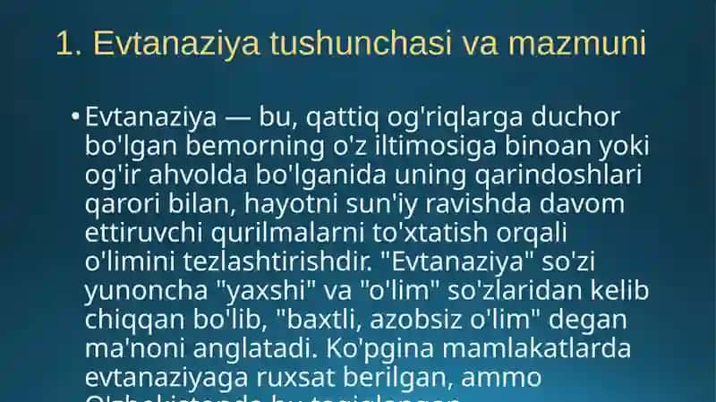 EVTANAZIYA MUAMMOLARI 3