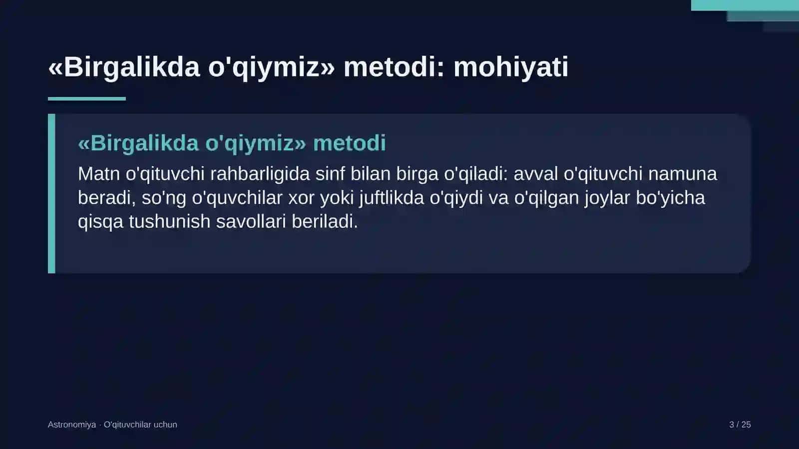 astronomiya darslarida birgalikda o'qiymiz metodidan foydalanish 2395 3