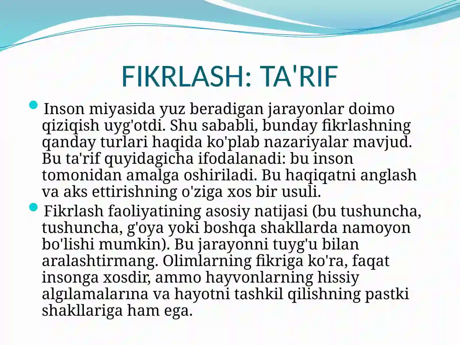 FIKRLASH VA UNING TURLARI 3