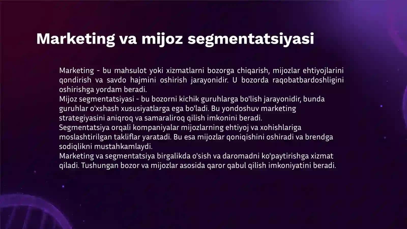 MARKETING VA MIJOZLAR SEGMENTATSIYASI 3