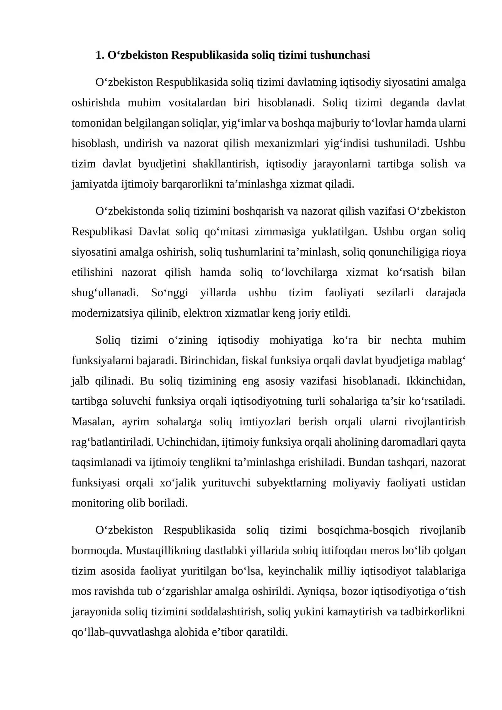 O‘zbekiston RESPUBLIKASINING SOLIQ TIZIMI VA UNING O‘ZIGA XOS XUSUSIYATLARI 3
