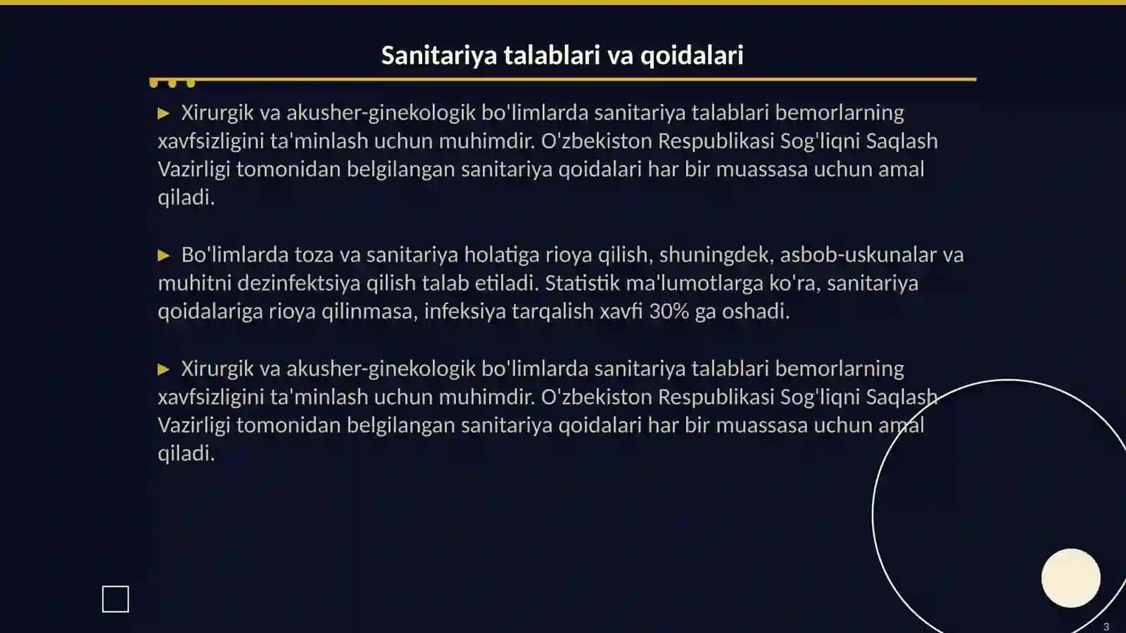 Xirurgik, akusher - ginekologik va unga yondosh bo'lgan bo'limlarni sanitar bakteriologik tekshirish va baho berish 3