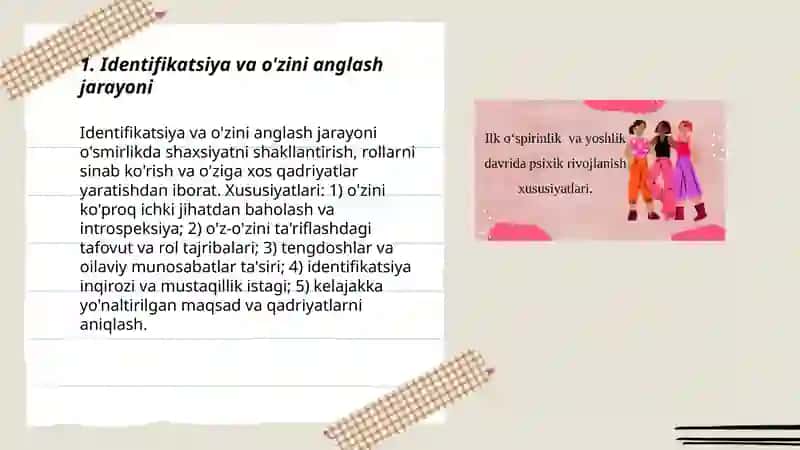 Identifikatsiya va o'zini anglash jarayoni 3