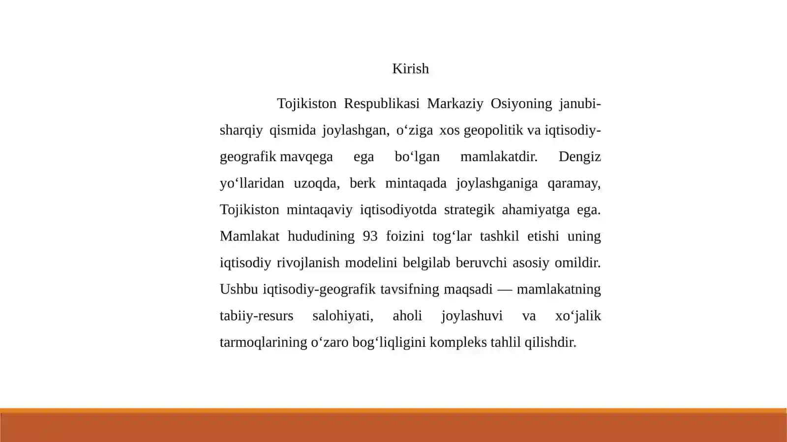 Tojikiston respublikasiga iqtisodiy geografik tavsif 3