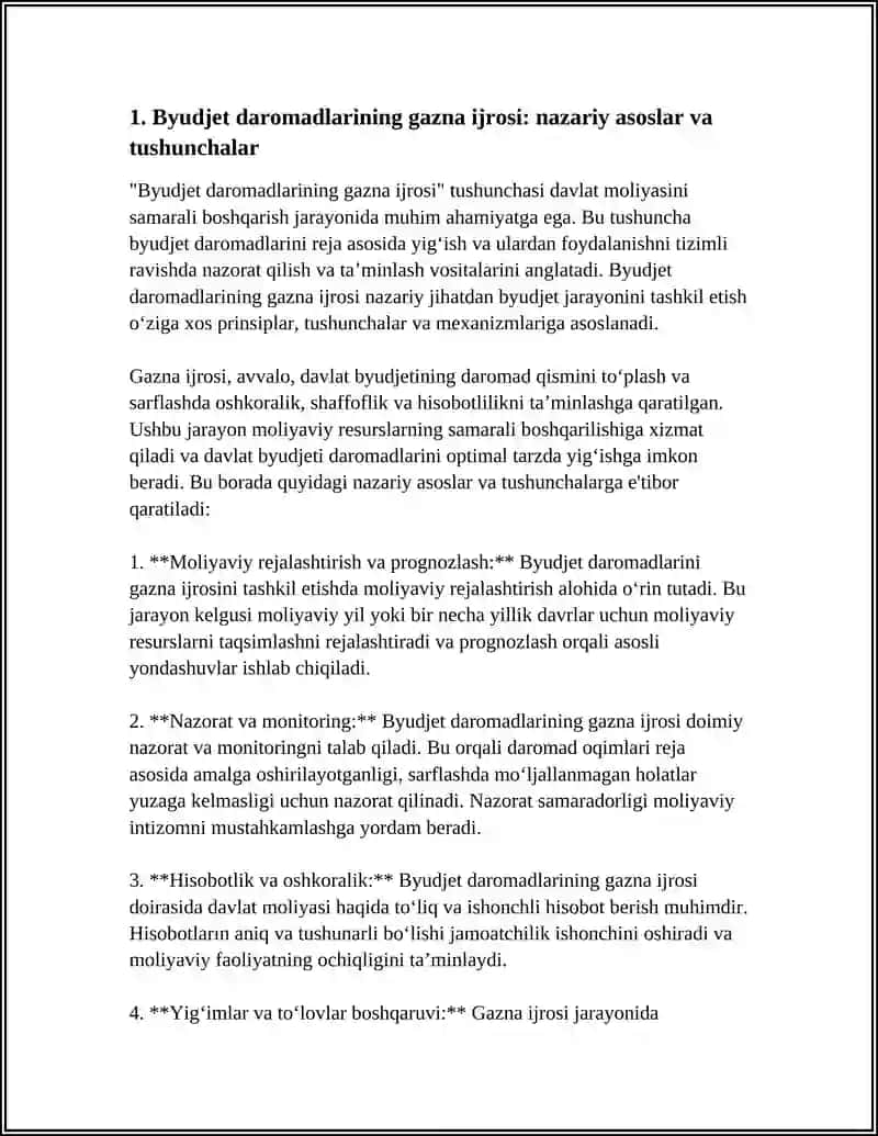 Byudjet daromadlarining gazna ijrosini tashkil etish 3