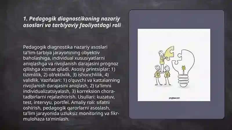 Tarbiyaviy faoliyat diagnostikasi va korreksiyasi fani pedagogik diagnostikaning ilmiy va amaliy sohasi sifatida 3