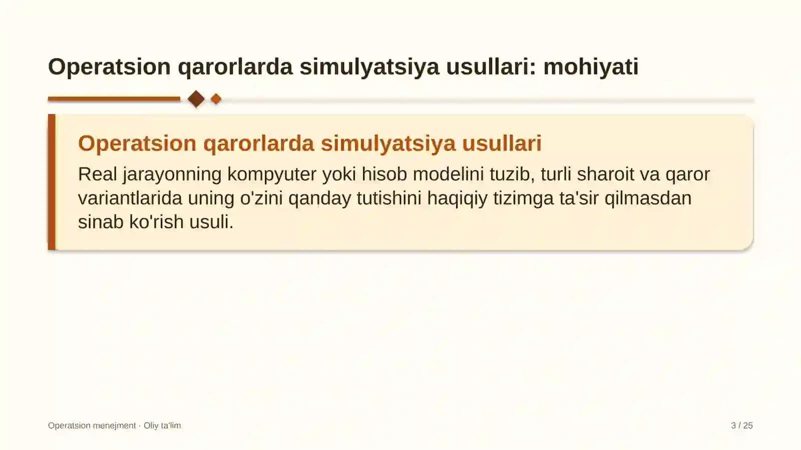 folklor jamoalarida operatsion qarorlarda simulyatsiya usullarini qo'llash 7013 3