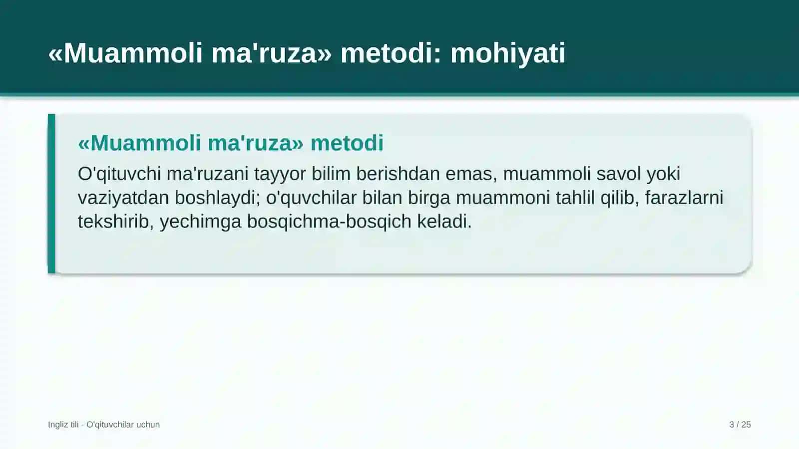 ingliz tili darslarida muammoli ma'ruza metodidan foydalanish 6611 3