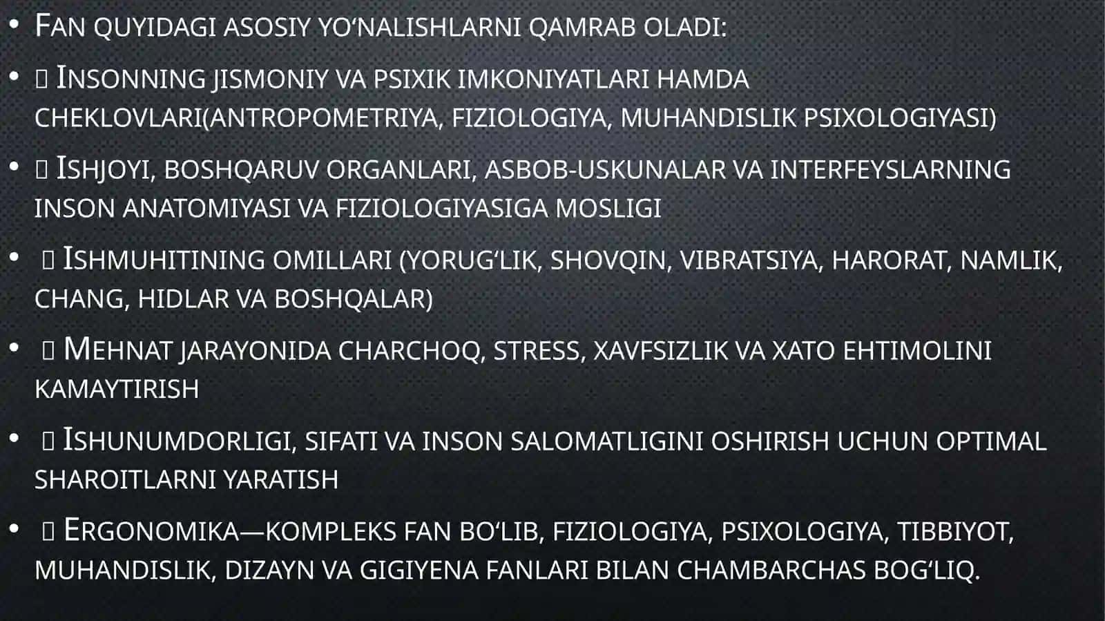Faoliya Txavfsizligini ta'minlashning erganomik ko'rsatkichlarini tahlil qilish 3
