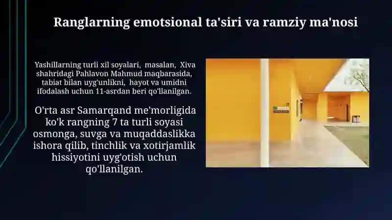 Ranglarning me'moriy muhit shakllanishida roli 3
