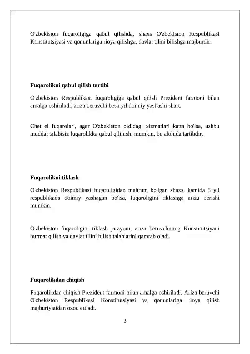 Oʻzbekiston respublikasi fuqaroligi 3