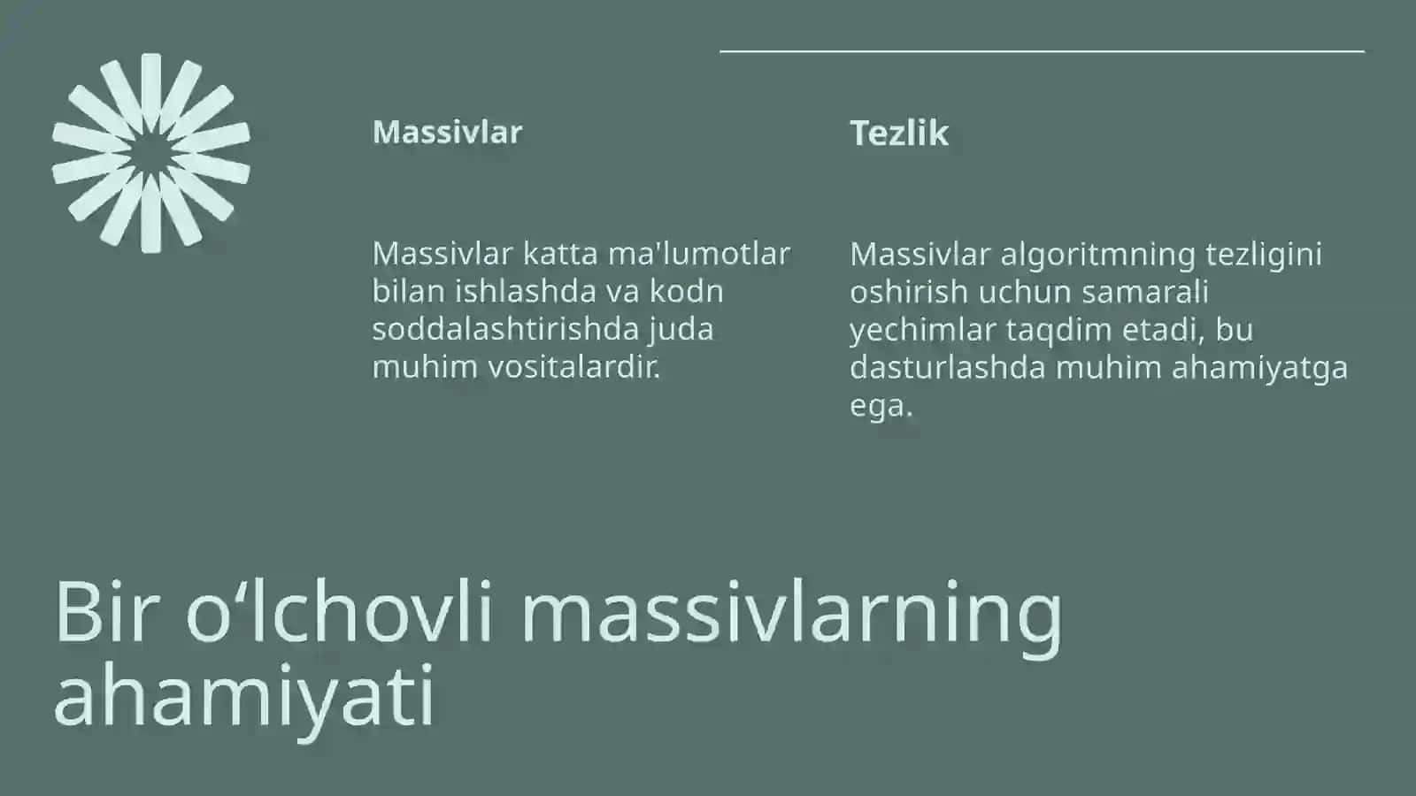 Bir o‘lchovli massivlar 3