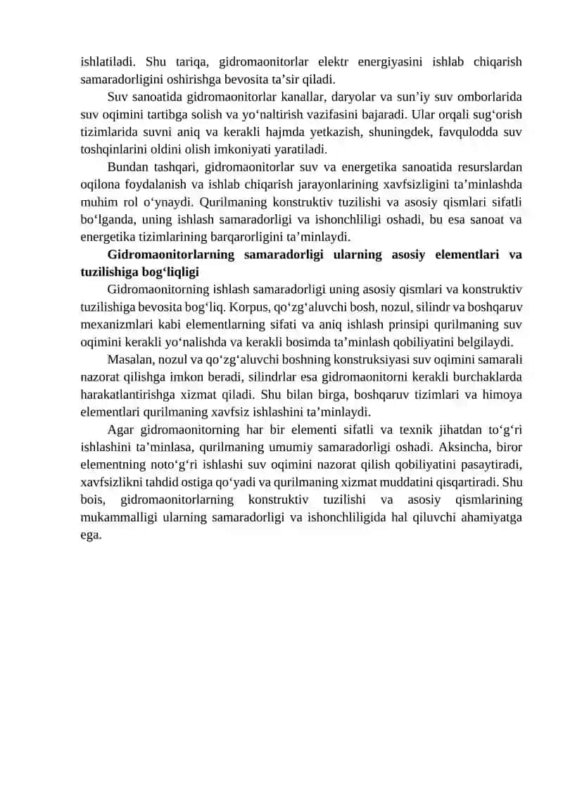 Gidromaonitorlar uning asosiy qismlari va konstruktiv tuzilishini o‘rganish. 3