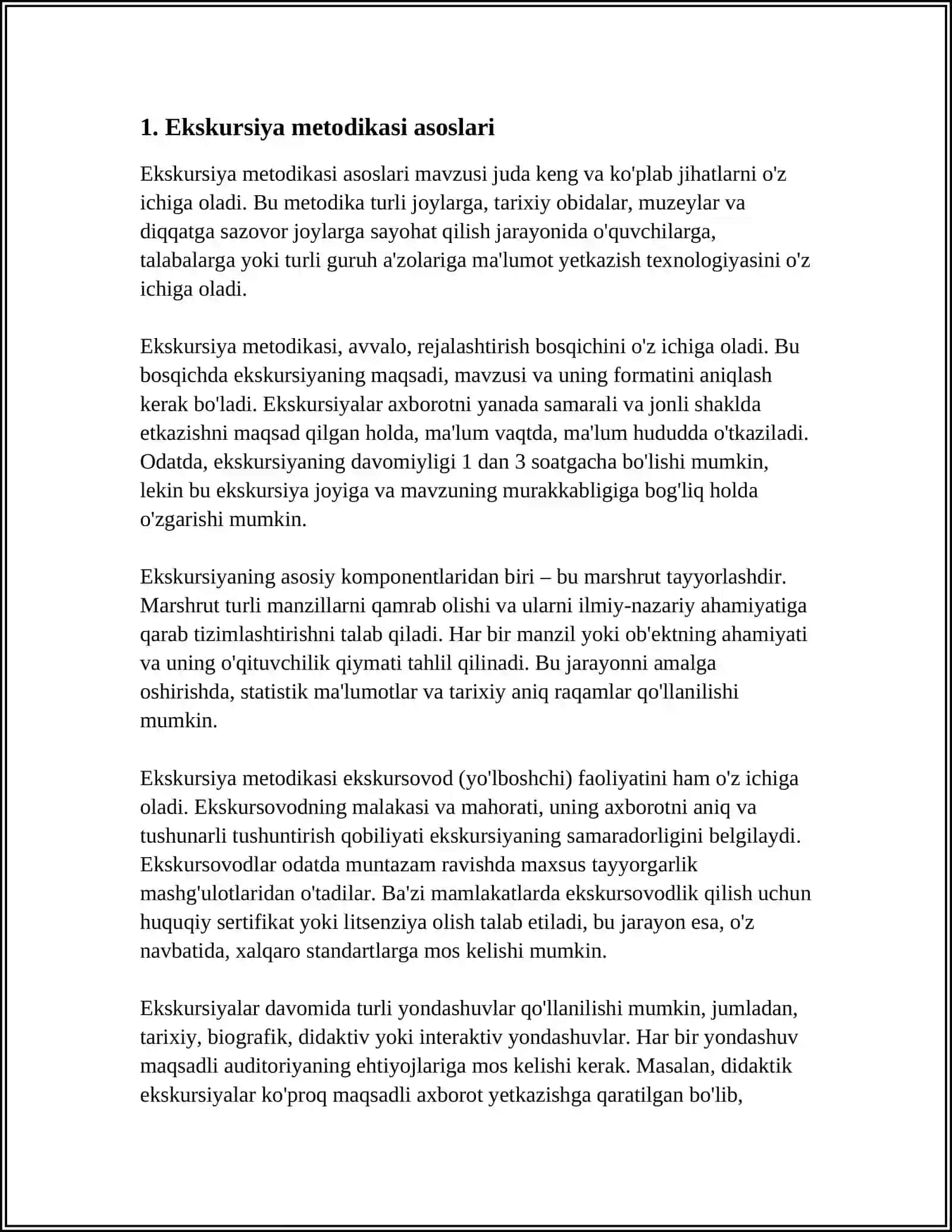 EKSKURSIYA OʻTKAZISH METODIKASI MAZMUNI VA TURLARI 3