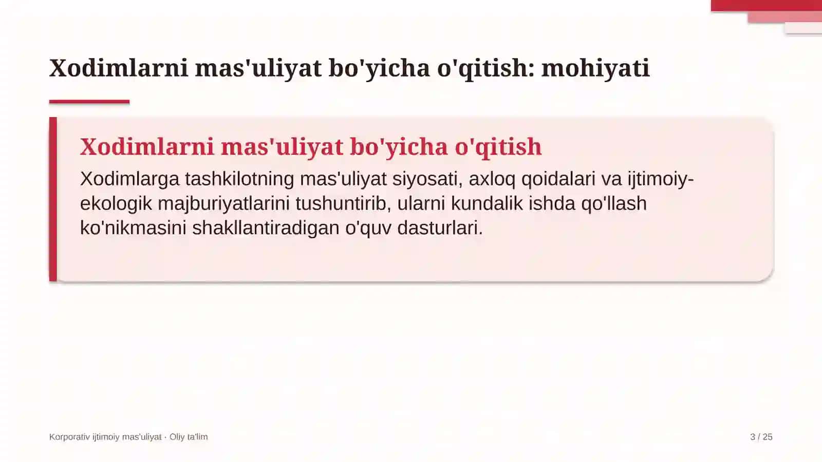 suyultirilgan gaz ishlab chiqarishda xodimlarni ijtimoiy mas'uliyat bo'yicha o'qitish 7817 3
