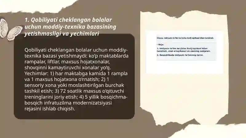 O'zbekistonda inklyuziv ta'lim tizmida uchraydigan muommolar va ularning yechimlari 3
