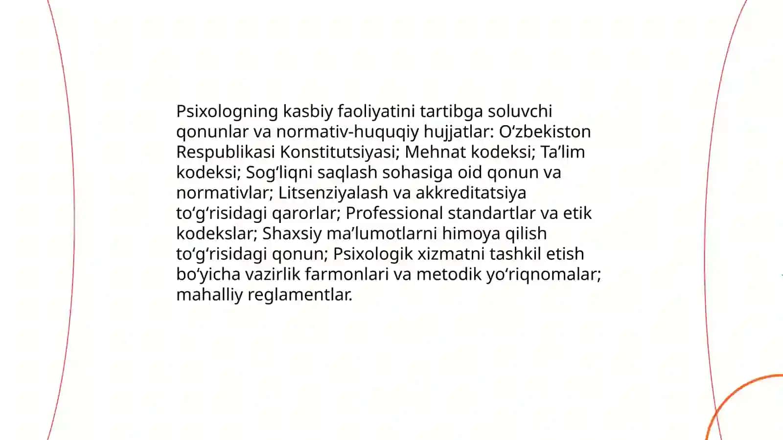Psixologning kasbiy faoliyatini tashkil qilishda me'yoriy xujjatlar 3