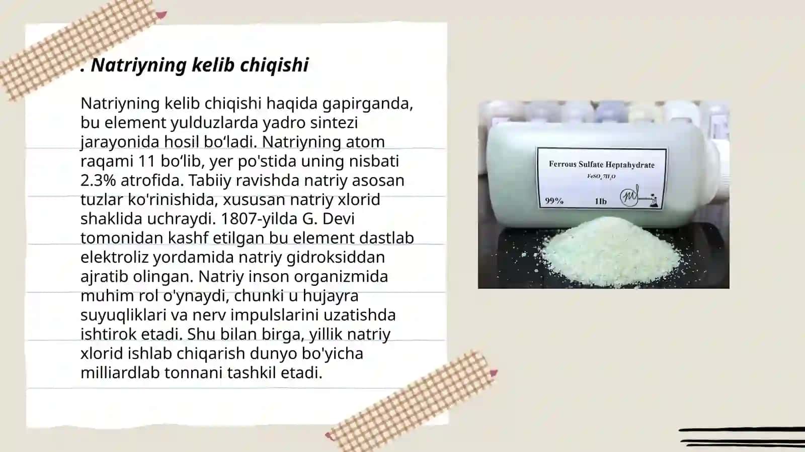 Natriyning kelib chiqishi olinishi ishlatilishi fizik va kimyoviy reaksiyalari 3