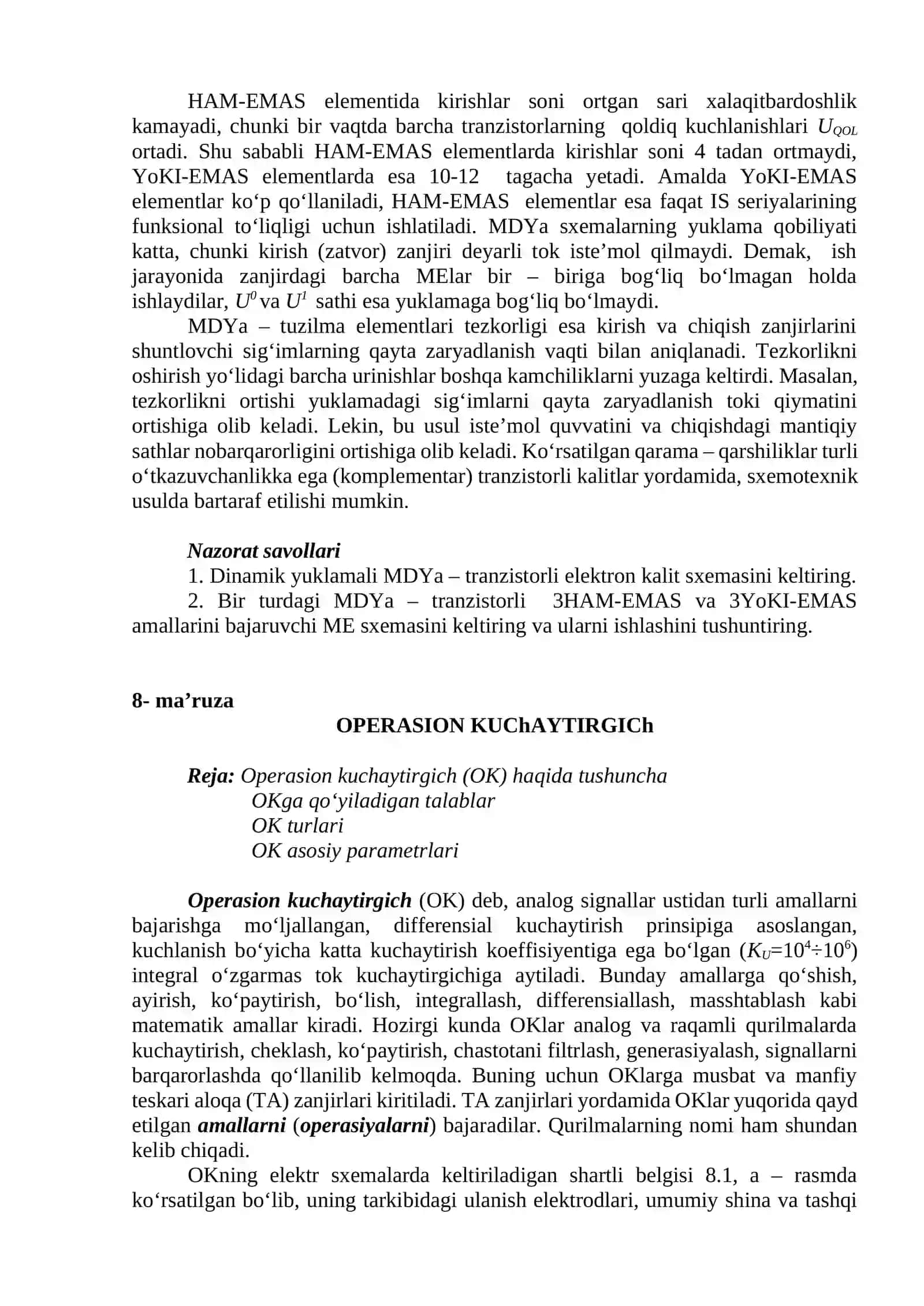 MDYa TRANZISTORIDA YASALGAN MANTIQIY ELEMENTLAR 3